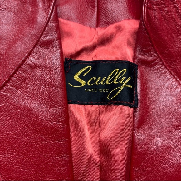 Vtg Scully Red Leather Fringe Cropped Jacket Womens Small Western Biker.    READ - Picture 11 of 16